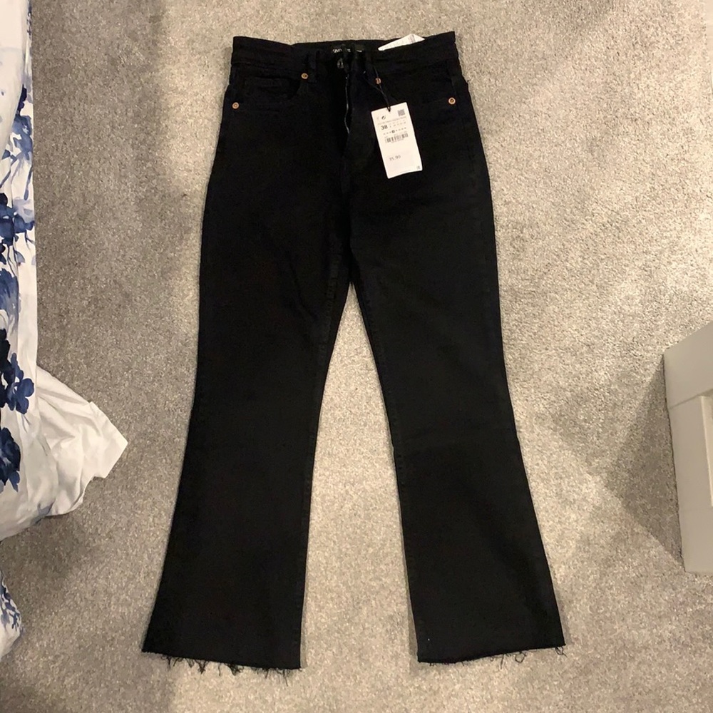 Zara mid crop rise flare jeans